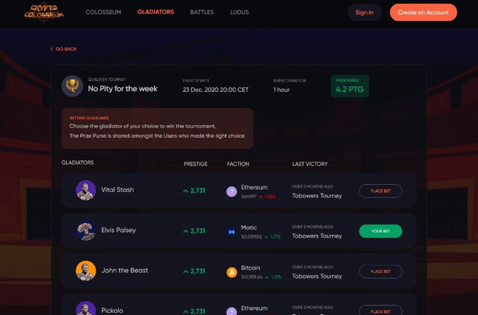 Crypto Colosseum - Games